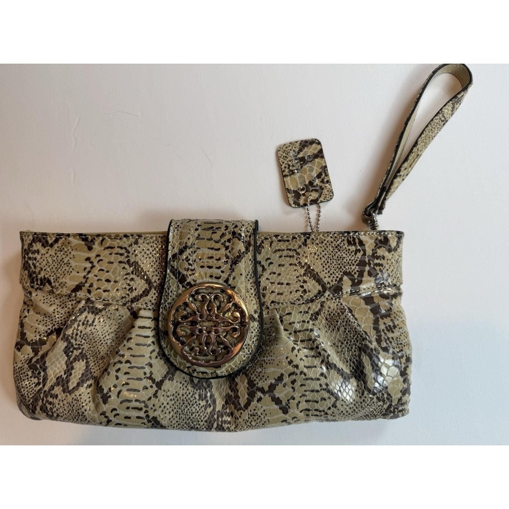 Solina Y2K Vintage Snakeskin Leather Clutch Wristlet 2000s Grunge Alternative